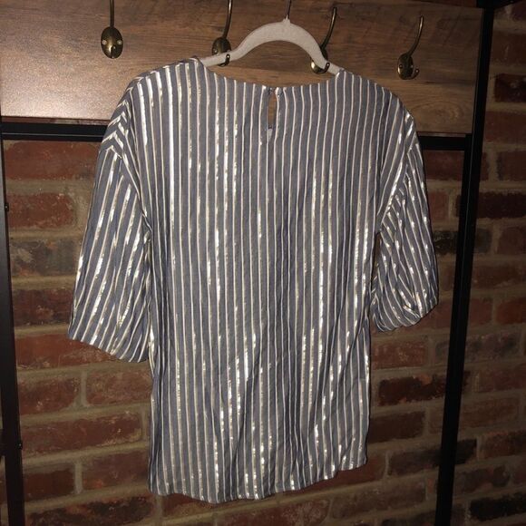 Eva Franco Marin Short Sleeve Striped Blouse - Sz 0 - Picture 9 of 15
